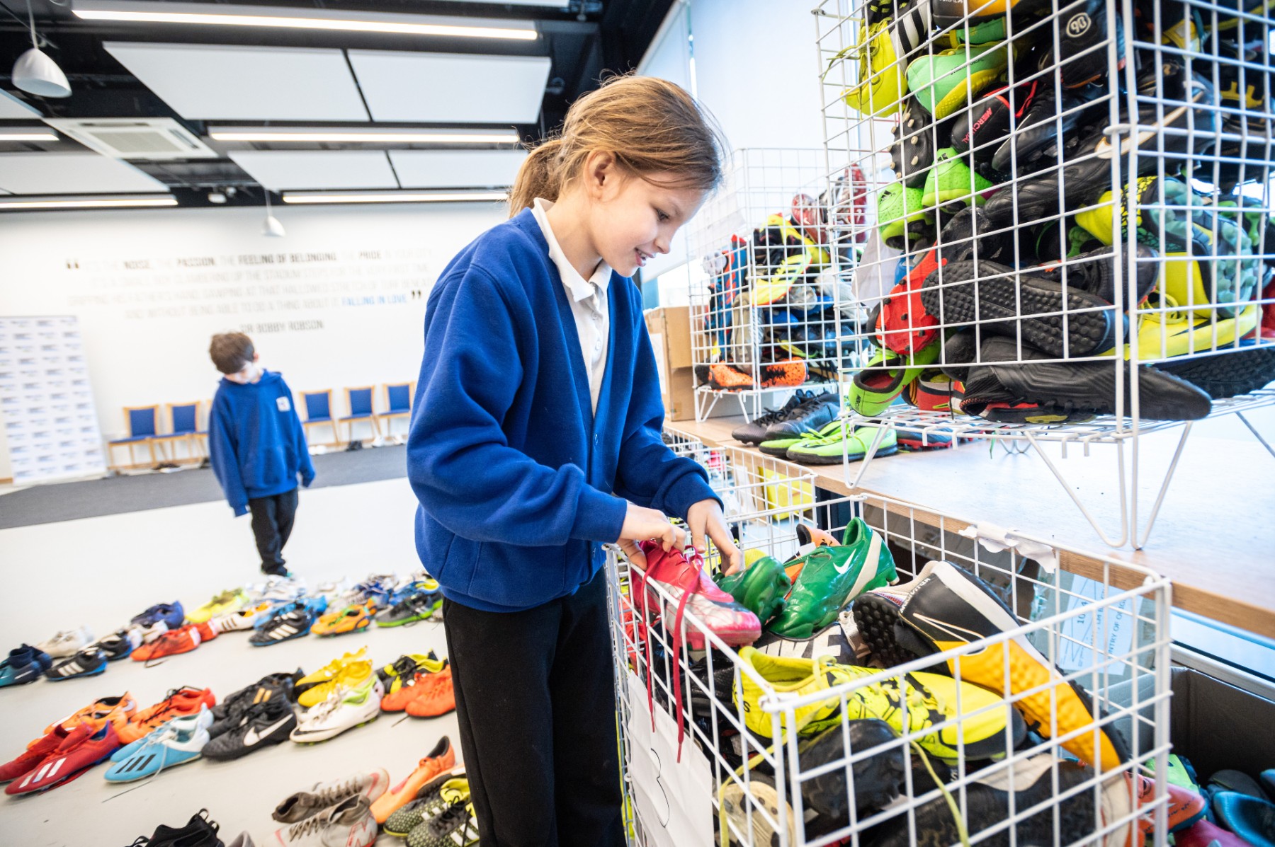 Around 150 children from nine primary schools visited Newcastle United Foundation’s home, NUCASTLE, powered by Newcastle Building Society, to choose their own perfect pair of pre-loved boots